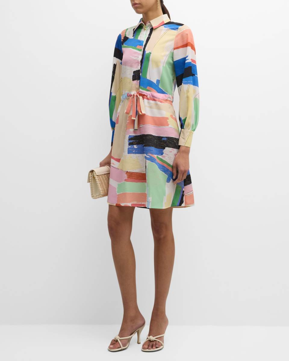 Alcun01 Brushstroke-Print Mini Shirtdress